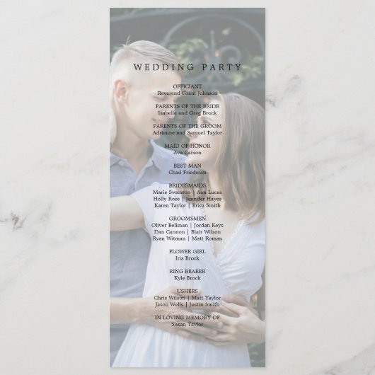 Romantic Calligraphy Monogram Photo Weddenschap Programmakaart (Achterkant)