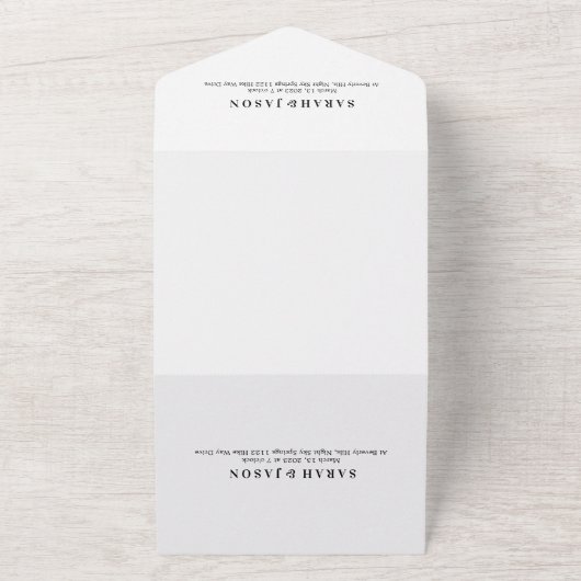 Romantic Calligraphy Overlay Wedding All In One Uitnodiging (Buitenkant)