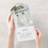 Romantic Calligraphy Overlay Wedding All In One Uitnodiging (Afscheurbaar)