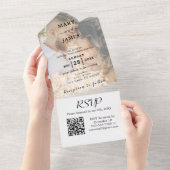 Romantic Calligraphy Photo Wedding All In One Uitnodiging (Afscheurbaar)