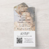 Romantic Calligraphy Photo Wedding All In One Uitnodiging (Binnen)