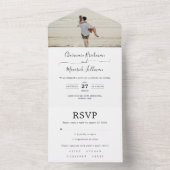 Romantic Calligraphy Photo Wedding All In One Uitnodiging (Binnen)