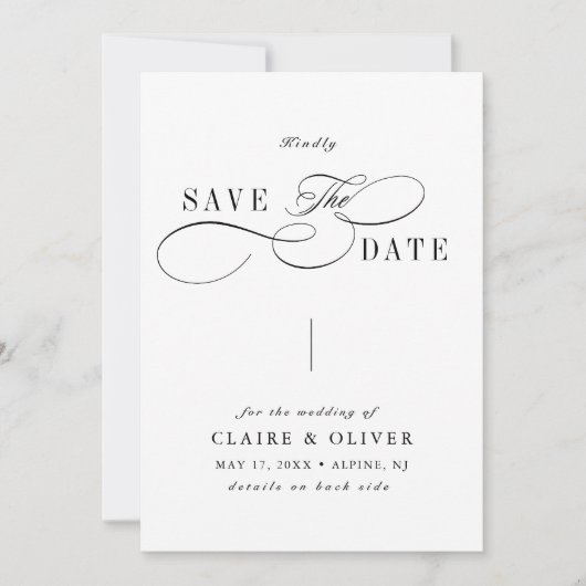 Romantic Calligraphy QR Code Photo Save The Date (Voorkant)