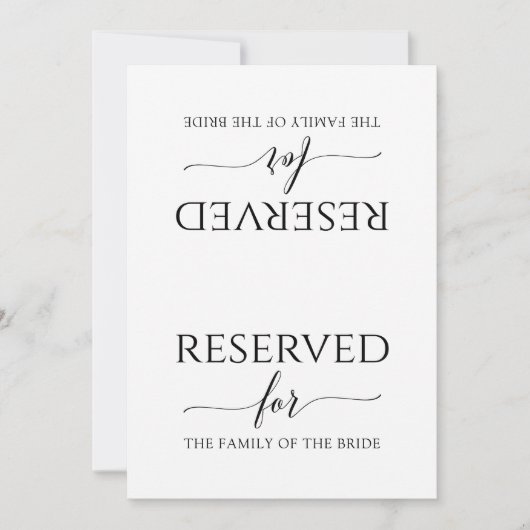 Romantic Calligraphy Reserved Sign Tent (Black) (Voorkant)