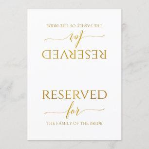 Romantic Calligraphy Reserved Sign Tent- Faux Foli Kaart
