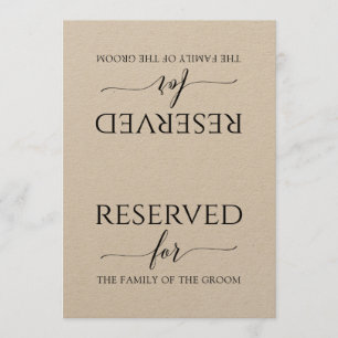 Romantic Calligraphy Reserved Sign Tent (Kraft) Kaart