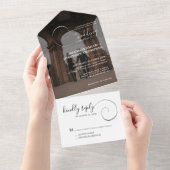 Romantic Calligraphy Script Modern Photo Wedding All In One Uitnodiging (Afscheurbaar)