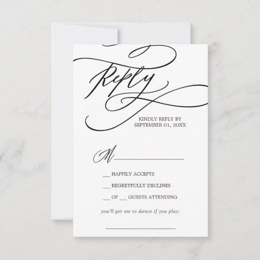 Romantic Calligraphy Song Request RSVP Card Kaartje (Voorkant)
