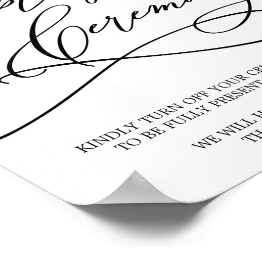 Romantic Calligraphy Unplugged Ceremony Sign Poster (Hoek)