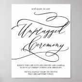Romantic Calligraphy Unplugged Ceremony Sign Poster (Voorkant)
