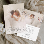 Romantic Calligraphy Wedding 2 Photo Bedankkaart<br><div class="desc">This wedding thank you card features elegant and romantic calligraphy lettering with an additional photo and text on the back.
Perfect for weddings,  birthdays,  graduations,  and other events. For more advanced customization of this design,  please click the BLUE DESIGN TOOL BUTTON above!</div>