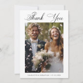 Romantic Calligraphy Wedding 2 Photo Bedankkaart (Voorkant)