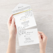 Romantic Calligraphy Wedding All In One Uitnodiging (Afscheurbaar)