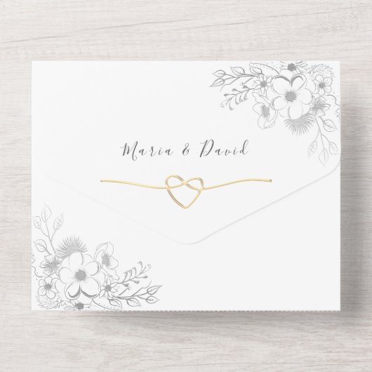 Romantic Calligraphy Wedding All In One Uitnodiging (Achterkant)