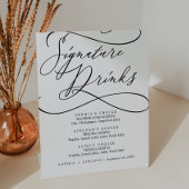 Romantic Calligraphy Wedding Bar Signature Drinken Reclamebord Met Voetstuk
