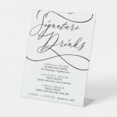 Romantic Calligraphy Wedding Bar Signature Drinken Reclamebord Met Voetstuk (Voorkant)