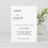 Romantic  Calligraphy Wedding Invitation Kaart (Staand voorkant)