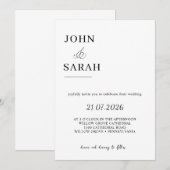 Romantic  Calligraphy Wedding Invitation Kaart (Voorkant / Achterkant)