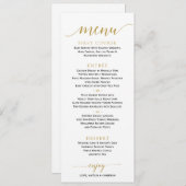 Romantic Calligraphy Wedding Menu | 4 x 9 | Goud (Voorkant / Achterkant)