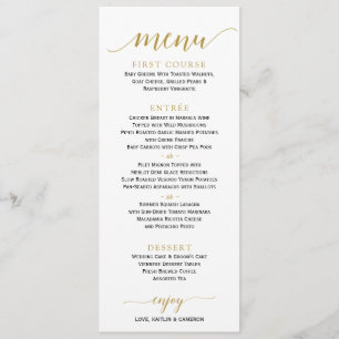 Romantic Calligraphy Wedding Menu 4 x 9 Goud