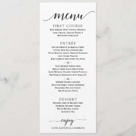 Romantic Calligraphy Wedding Menu | 4 x 9 | Zwart