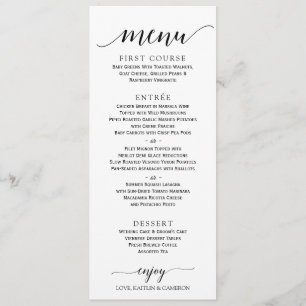 Romantic Calligraphy Wedding Menu 4 x 9 Zwart