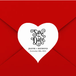Romantic Calligraphy Wedding Save the Date Hart Sticker