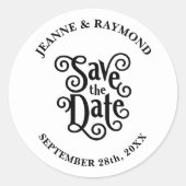 Romantic Calligraphy Wedding Save the Date Ronde Sticker (Voorkant)