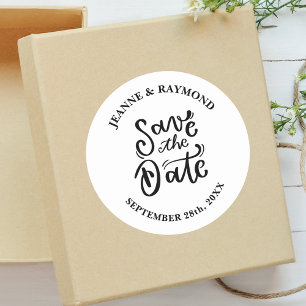 Romantic Calligraphy Wedding Save the Date Ronde Sticker
