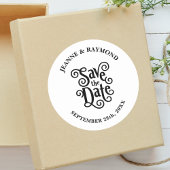 Romantic Calligraphy Wedding Save the Date Ronde Sticker