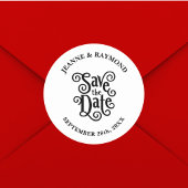 Romantic Calligraphy Wedding Save the Date Ronde Sticker