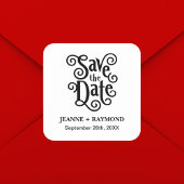 Romantic Calligraphy Wedding Save the Date Vierkante Sticker