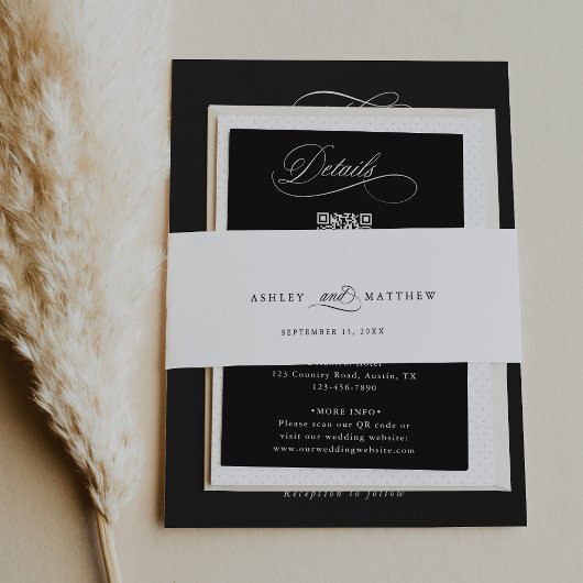 Romantic Calligraphy Wedding Uitnodigingen Wikkel