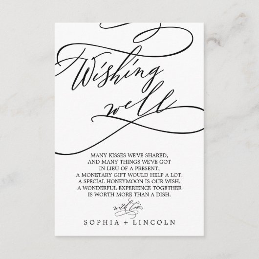 Romantic Calligraphy Wedding Wishing Well Kaart (Voorkant)