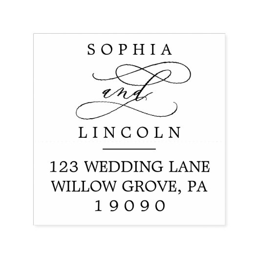 Romantic Calligraphy Wedding Zelfinktende Stempel (Design)