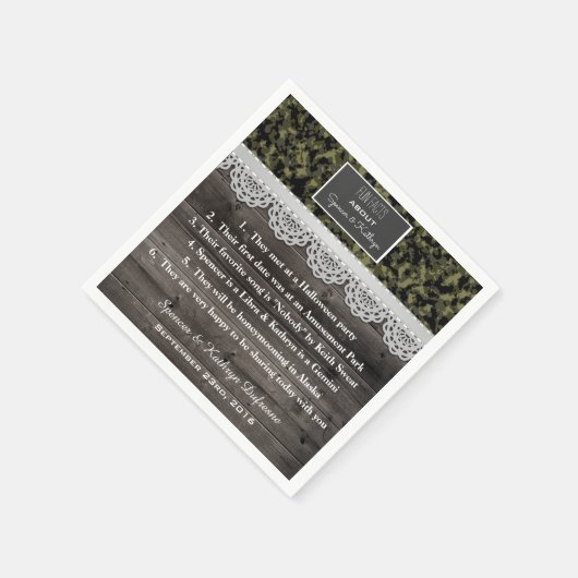 Romantic Camouflage Wedding Servetten (Hoek)