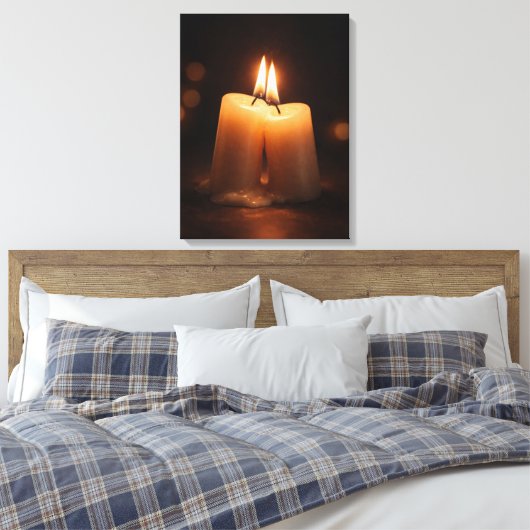 Romantic Candlelight Glow – Minimal Valentine’s Da Canvas Afdruk (Insitu (Slaapkamer))