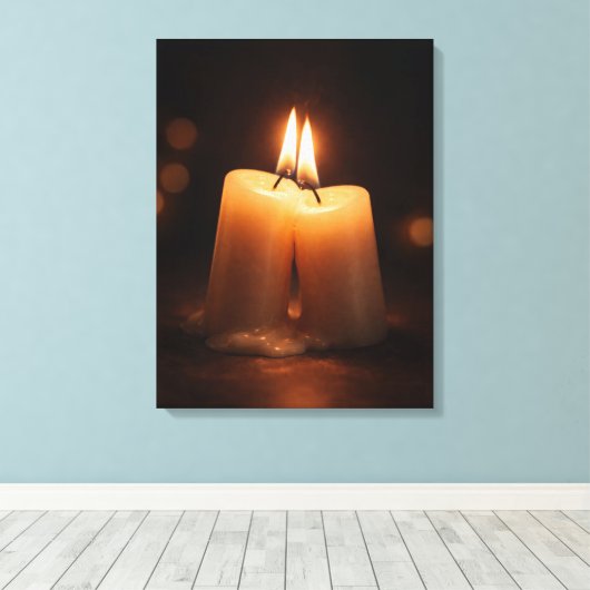 Romantic Candlelight Glow – Minimal Valentine’s Da Canvas Afdruk (Insitu (Houten vloer))