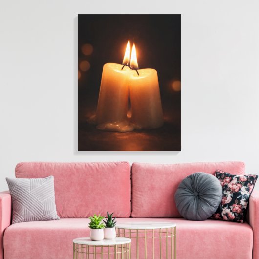 Romantic Candlelight Glow – Minimal Valentine’s Da Canvas Afdruk (Insitu (Woonkamer))