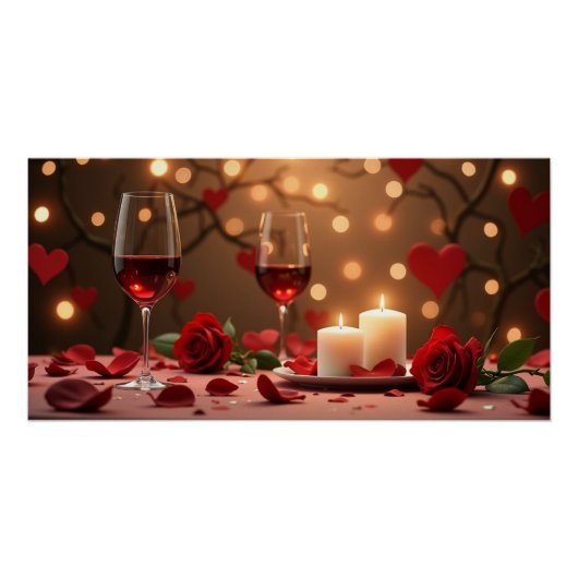 Romantic Candlelight Wine Perfect Poster (Voorkant)