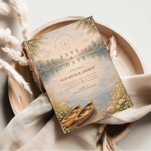 Romantic Canoe Lake Forest Wedding Save The Date
