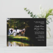 Romantic Carriage Horse Wedding Invitation Kaart (Staand voorkant)