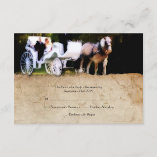 Romantic Carriage Horse Wedding Invitation RSVP Kaartje