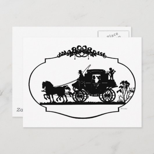 Romantic Carriage Sillhouette Briefkaart (Voorkant / Achterkant)