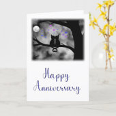 Romantic Cat Anniversary Card Under Moon           Kaart (Gele Bloem)