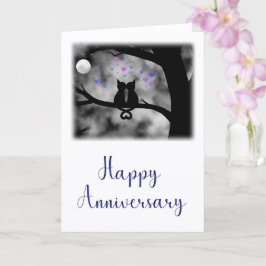 Romantic Cat Anniversary Card Under Moon           Kaart