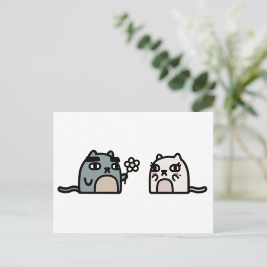 Romantic Cat Briefkaart (Staand voorkant)