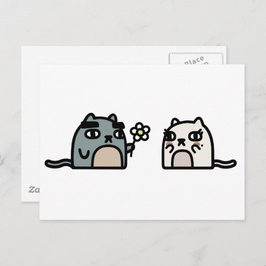 Romantic Cat Briefkaart (Voorkant / Achterkant)