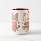Romantic Cats Heart Ceramic Mug Mok (Midden)