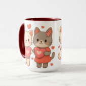 Romantic Cats Heart Ceramic Mug Mok (Voorkant links)